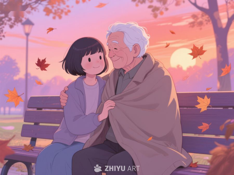 秋日公园祖孙温馨相伴 588