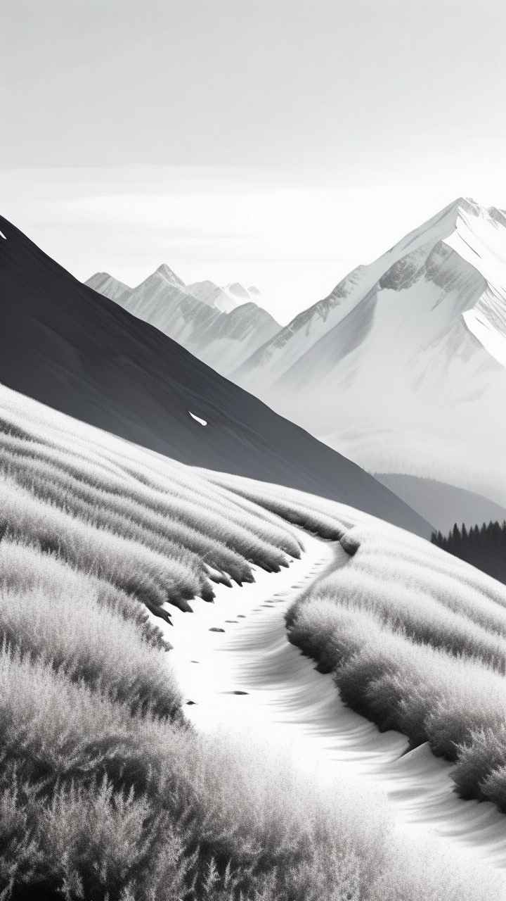冬季背景图插画雪山雪景 102