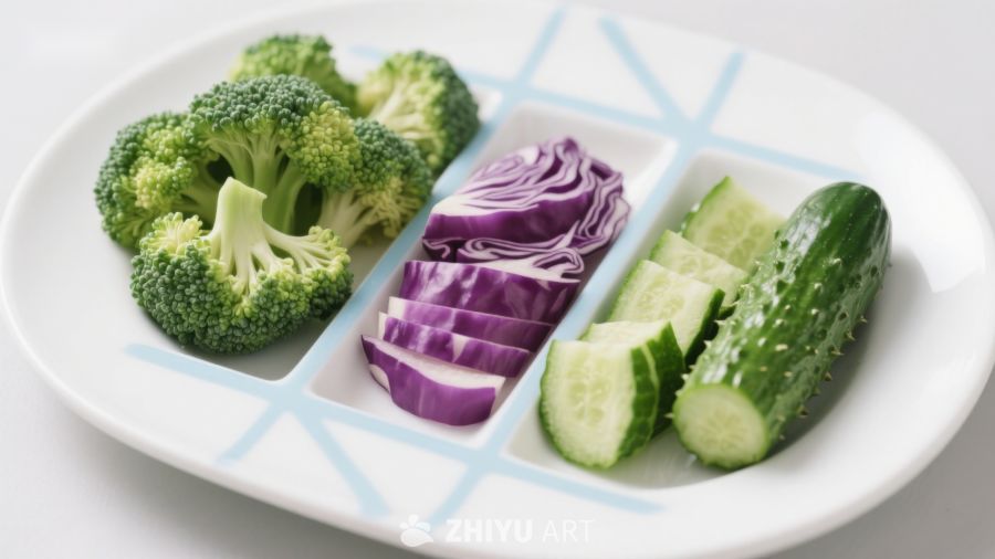 盘中切好的蔬菜拼盘