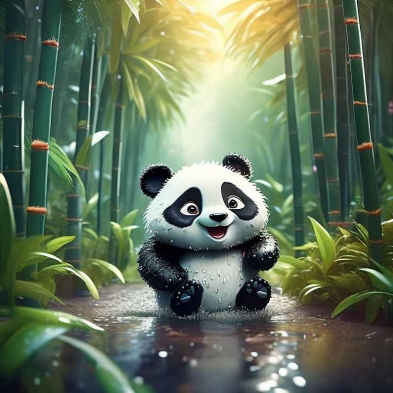 竹林背景雨林熊猫 1