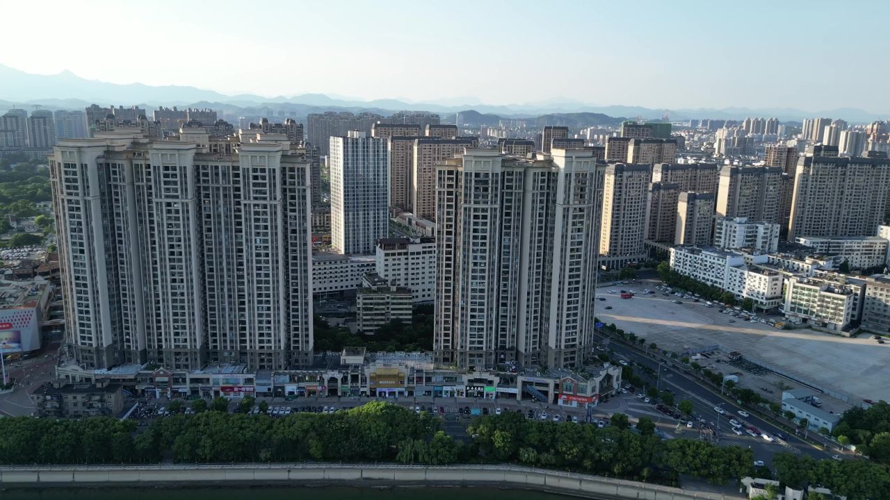 航拍江西上饶城市风光上饶建设