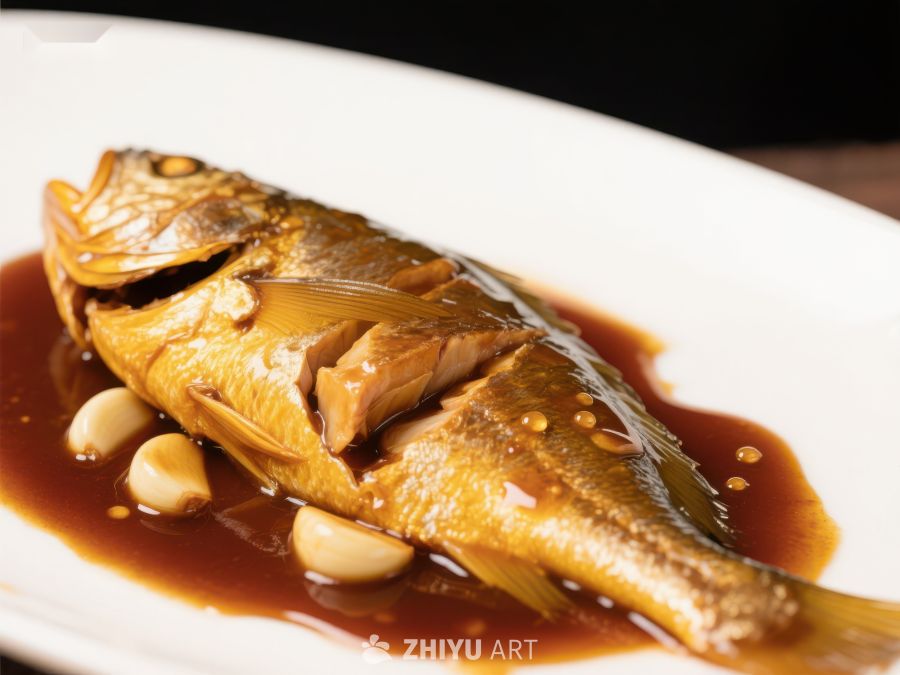 红烧鱼配蒜瓣，美味佳肴 207