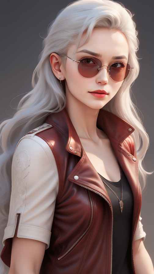 红色皮衣美女