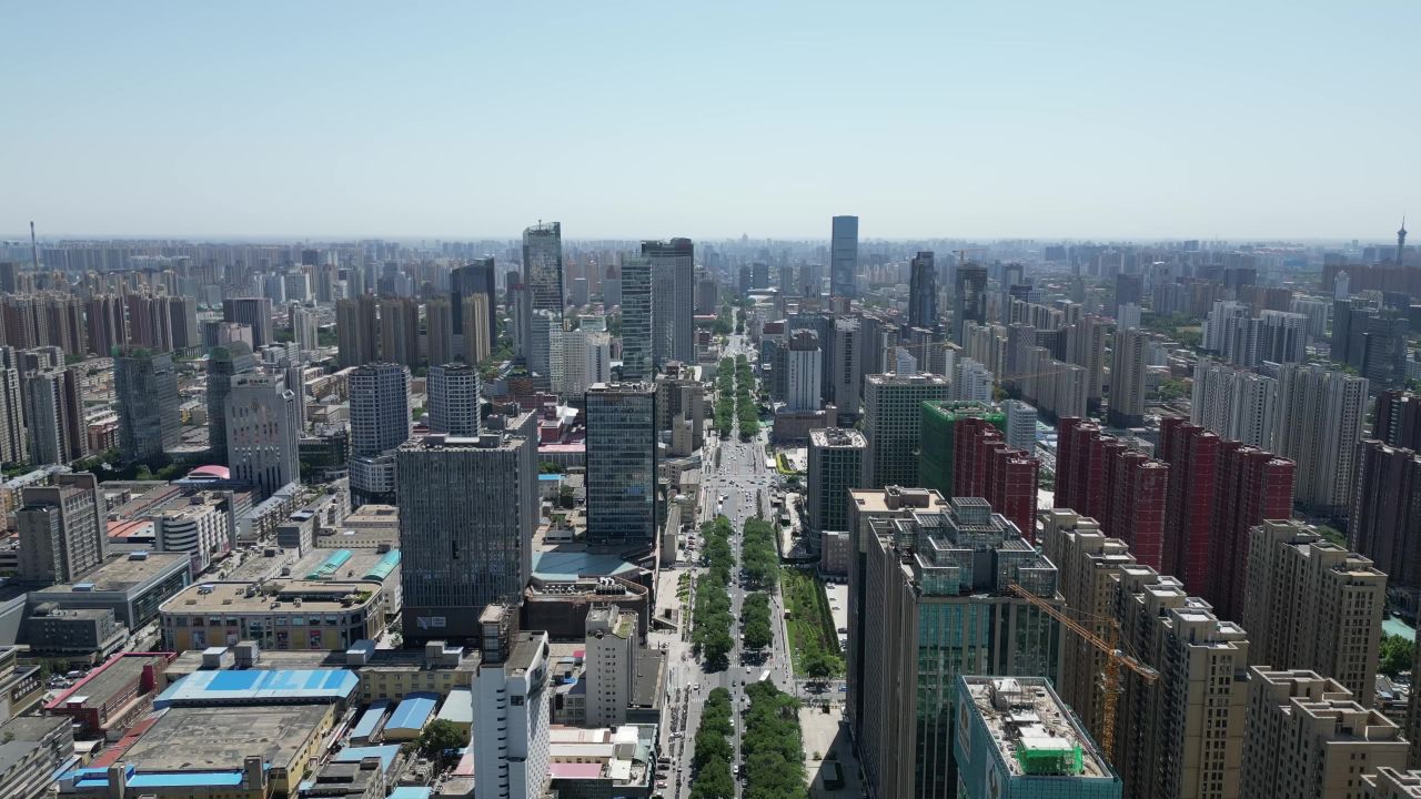  航拍河北石家庄城市建设石家庄大景