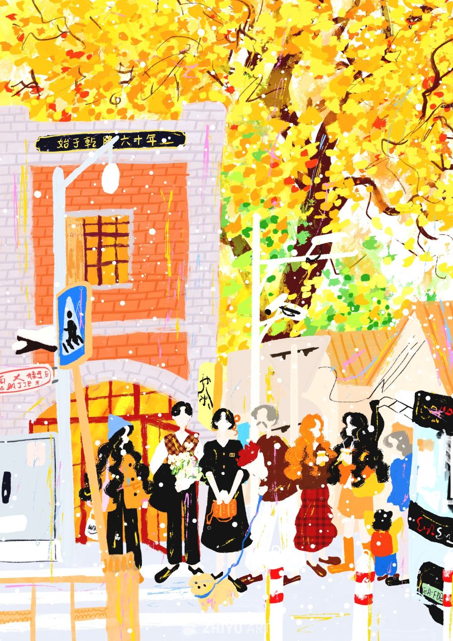 原创治愈插画作品素材四季节气节日自然 48