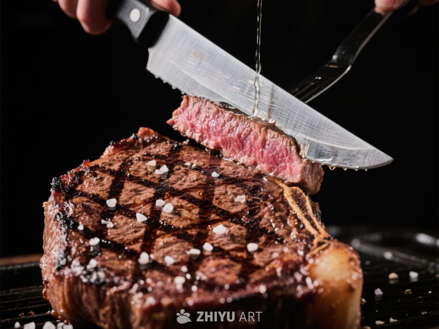 刀叉切割多汁烤肉 163