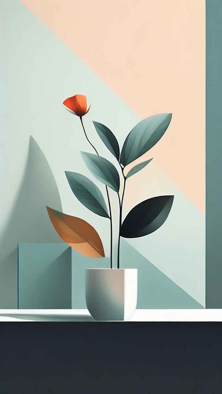 极简主义元素花朵和树枝插画