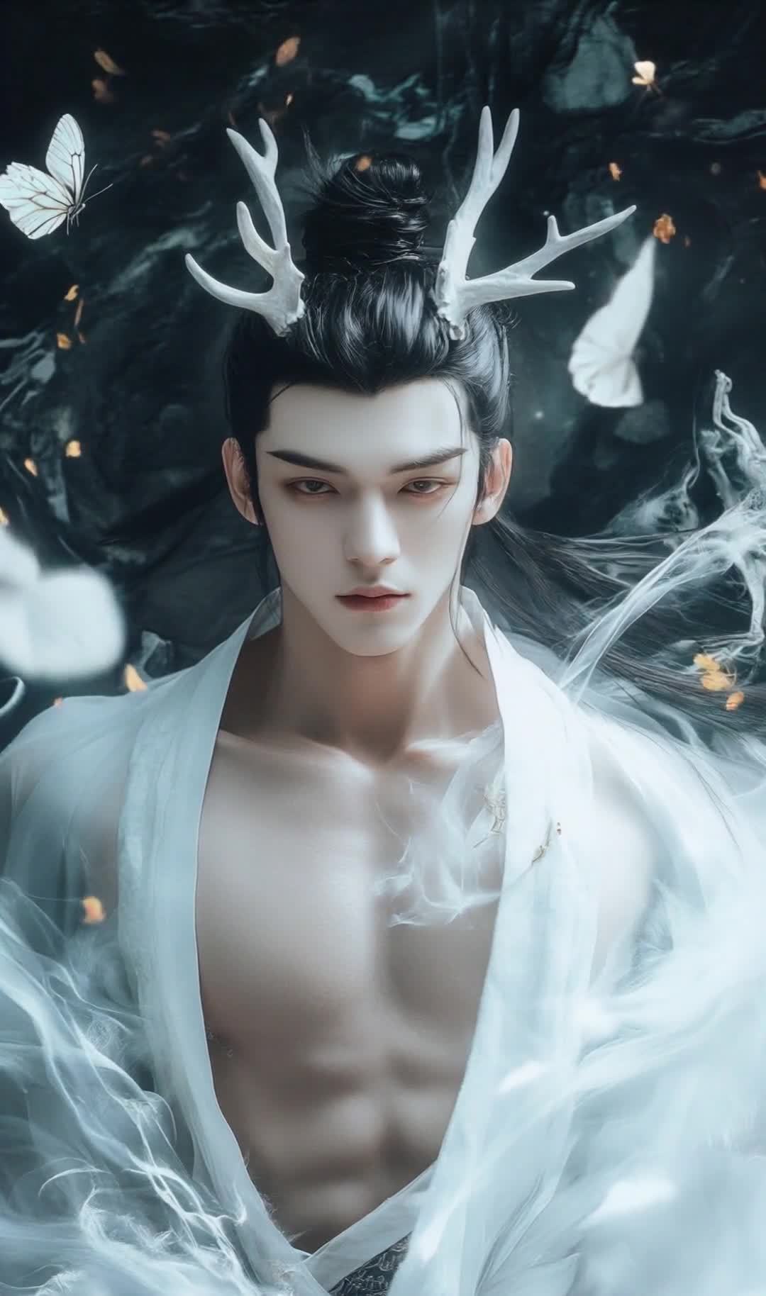 鹿角少年雾绕身姿如梦似幻