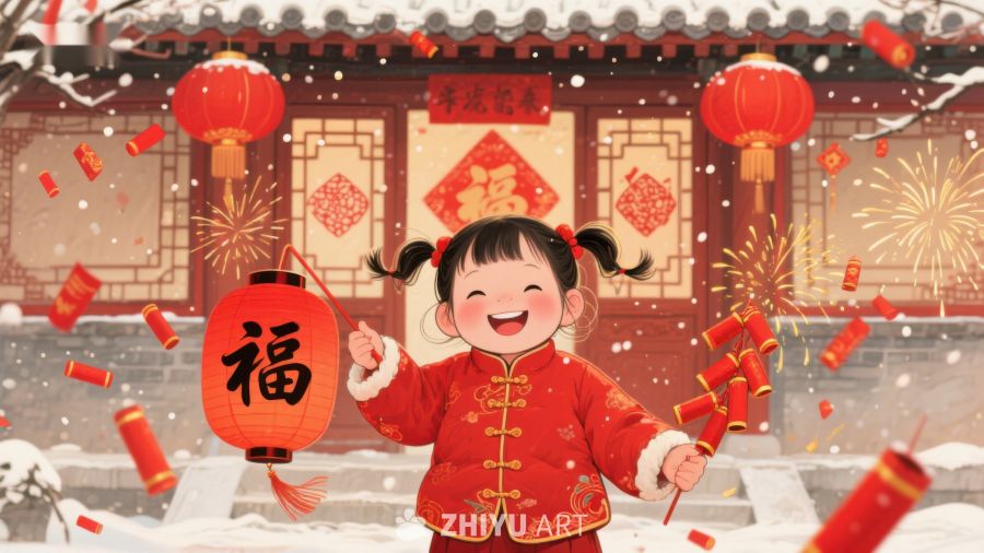 欢庆春节的小女孩 32