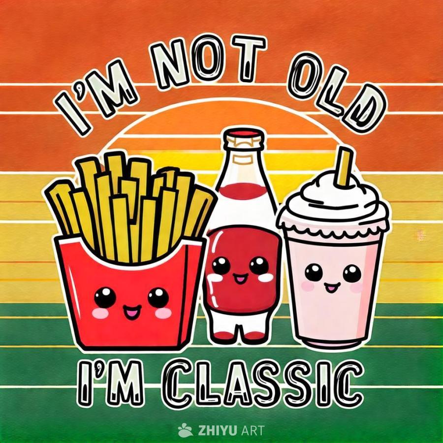 图片顶部有文字“I‘M NOT OLD”，下方有“