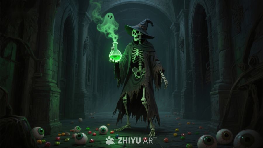 幽灵巫师手持发光药瓶