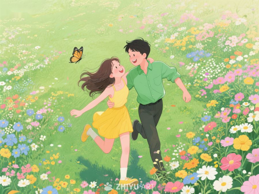 花田中奔跑的男女 361