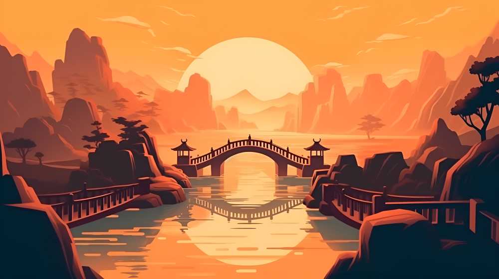 标志古风插画风景