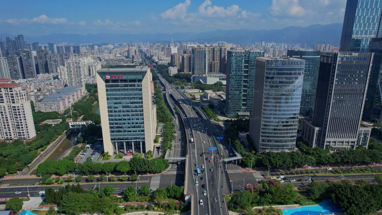 航拍福州鳌峰大桥景观