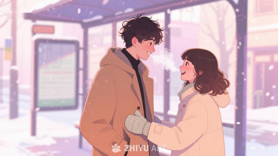冬日公交站的温馨互动 119