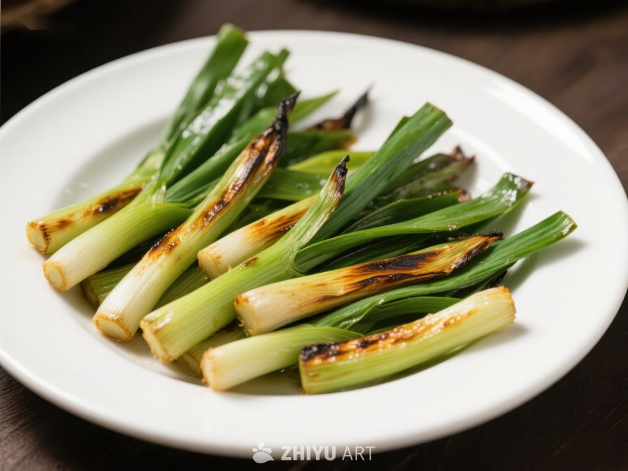 烤制青葱，色泽诱人 325
