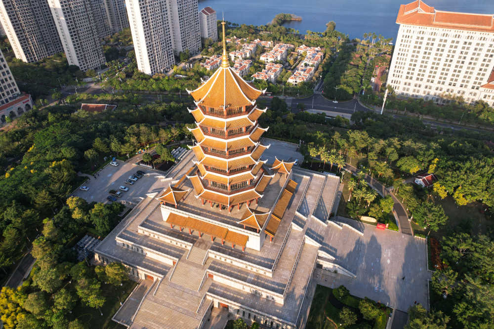 厦门航拍集美塔景观