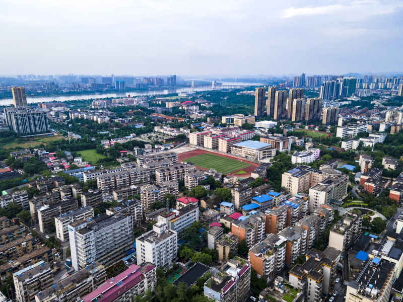 湖南湘潭城市风光航拍