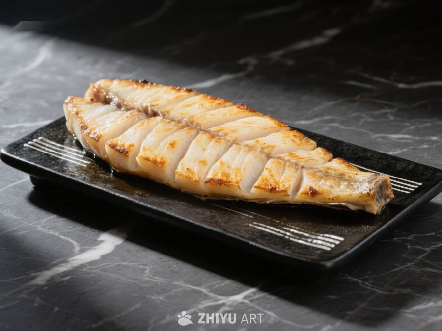煎制鱼肉，摆盘精美