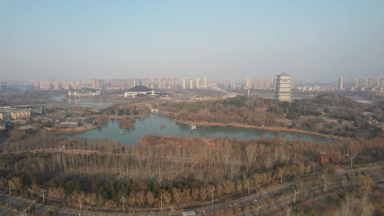 西安园博园旅游景区长安塔航拍