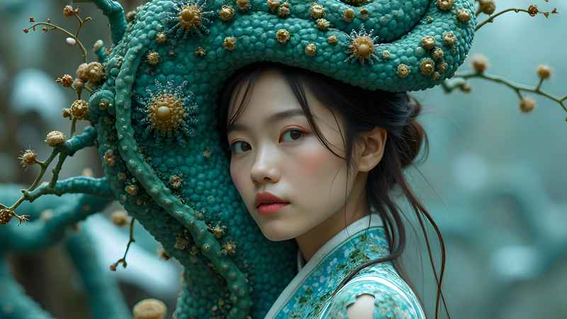 新中式古风美女户外自然特写 15
