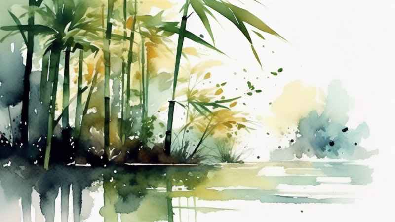 绿竹水墨插画背景图 68
