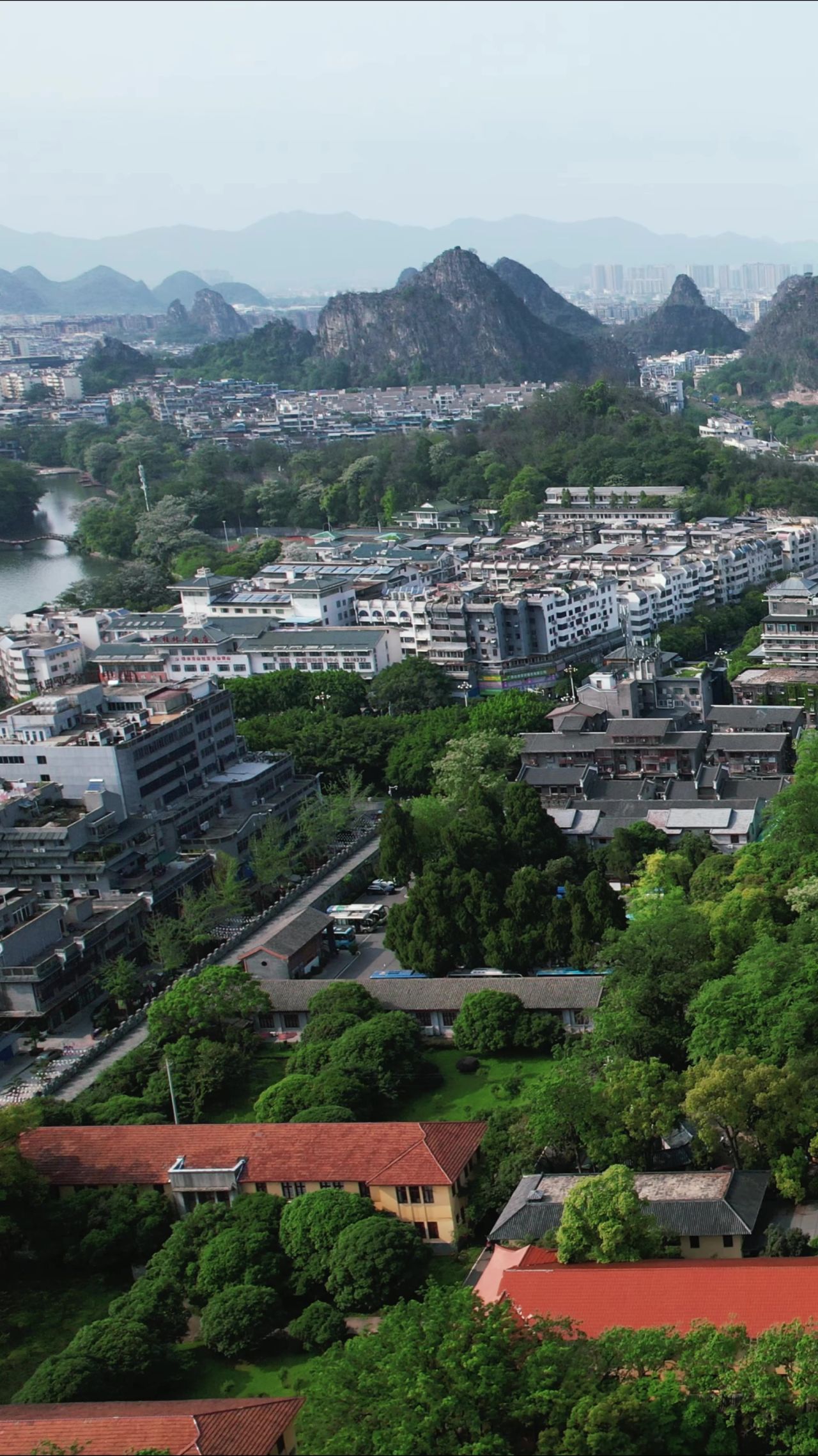 桂林城市风光竖屏航拍