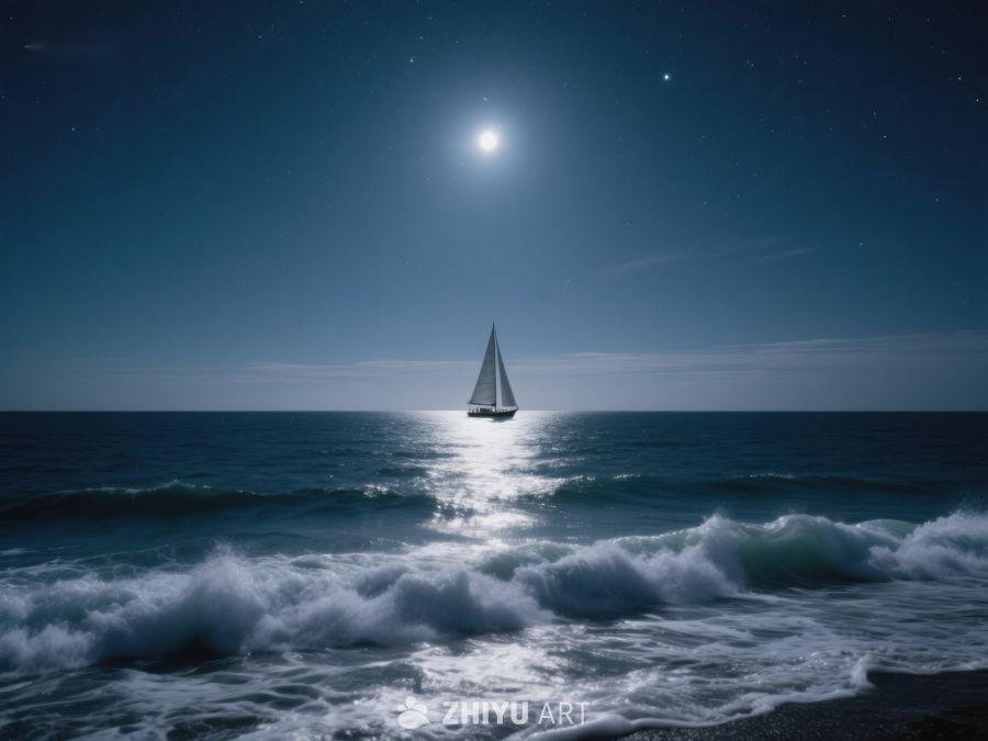 月夜海上孤帆 582