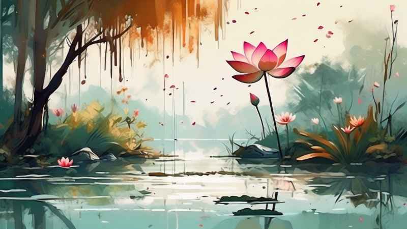 国风水墨山水画简约风格插画 43