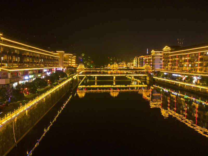 湖南通道城市夜景灯光