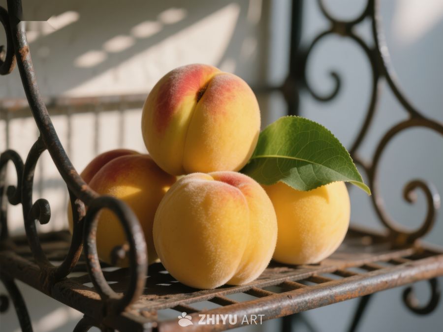 阳光下的桃子静物 678