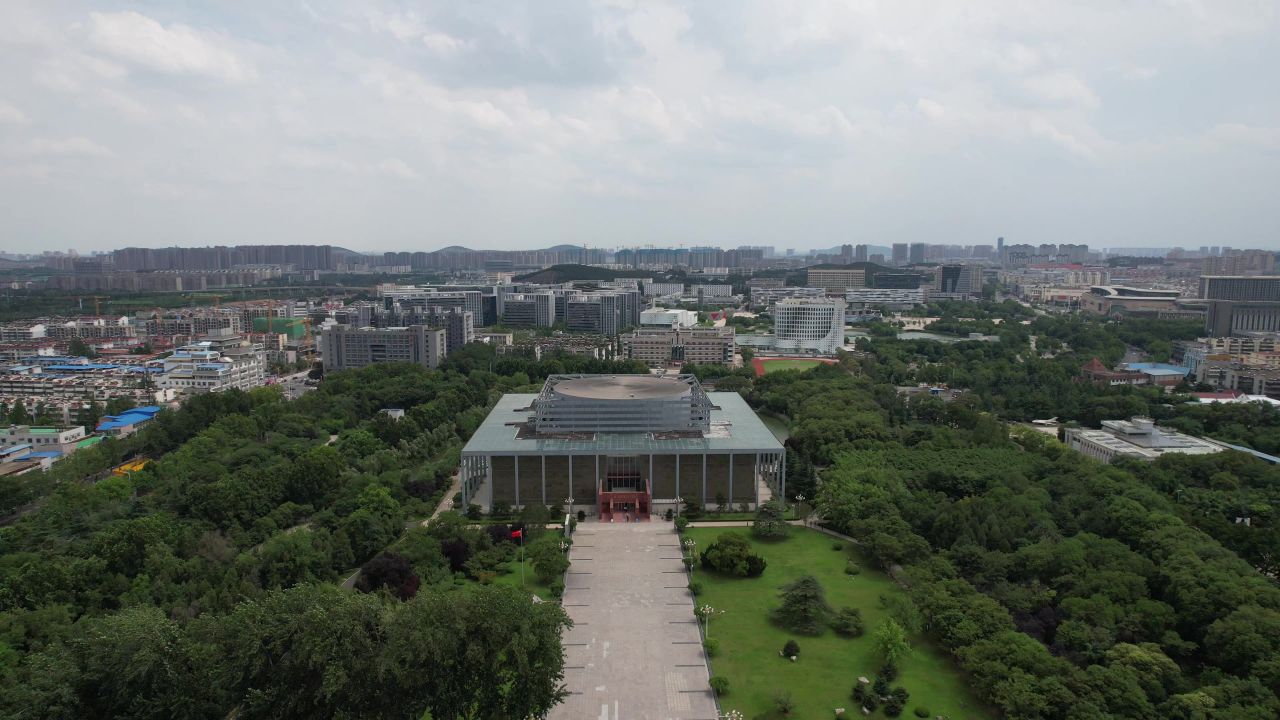 江苏徐州淮海战役纪念馆纪念碑航拍 