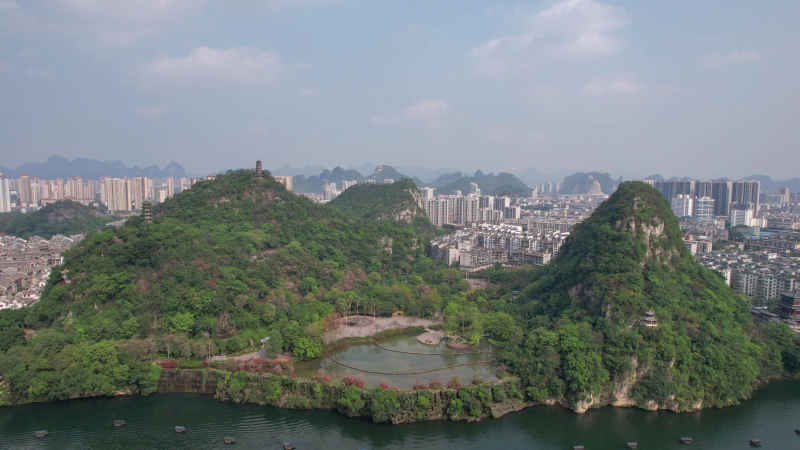  航拍广西柳州蟠龙山公园