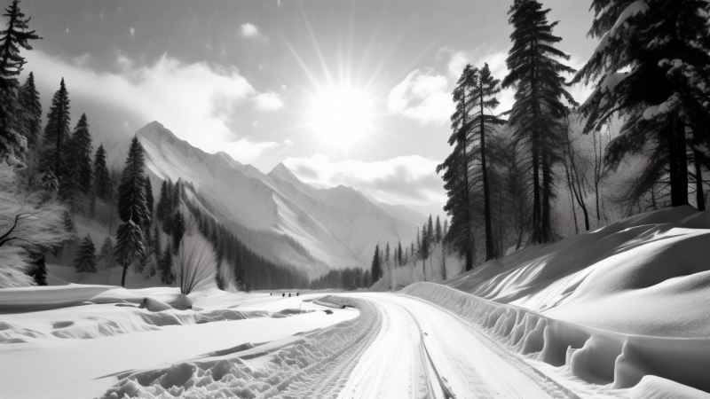 冬季背景图插画雪山雪景 36