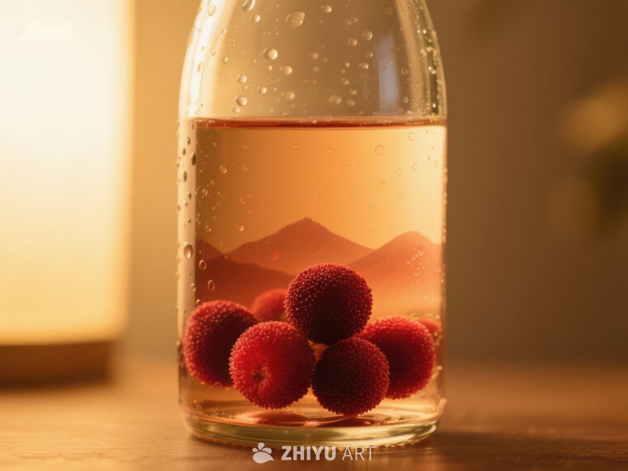 瓶中浆果与山景的静谧组合 290