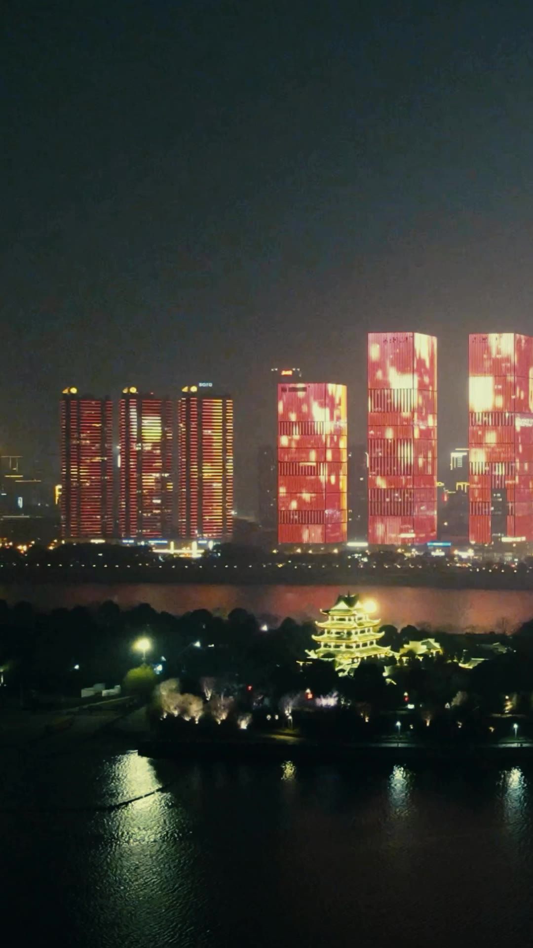 城市延时城市夜景航拍移动延时 