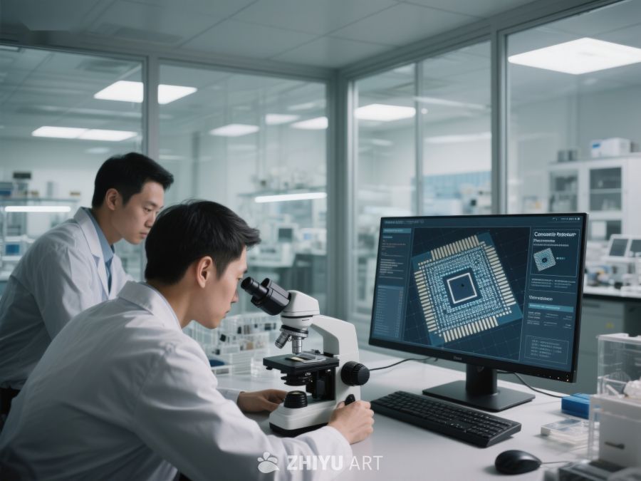 科研人员在实验室分析芯片 219