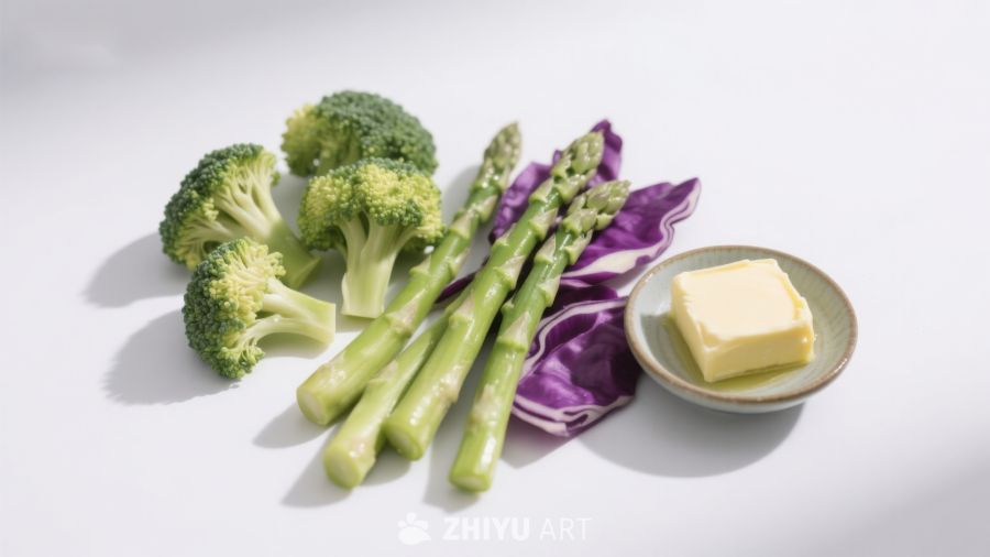 新鲜蔬菜与黄油摆拍