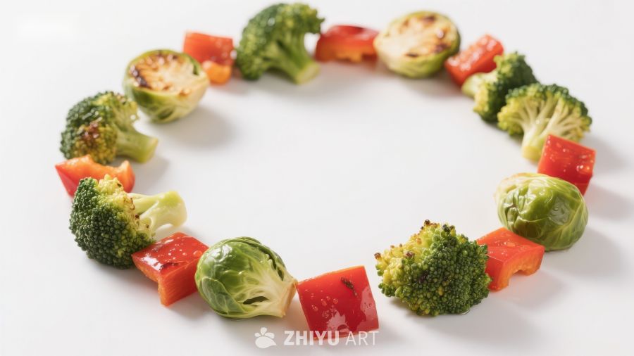 蔬菜圆环：西兰花与红椒的排列