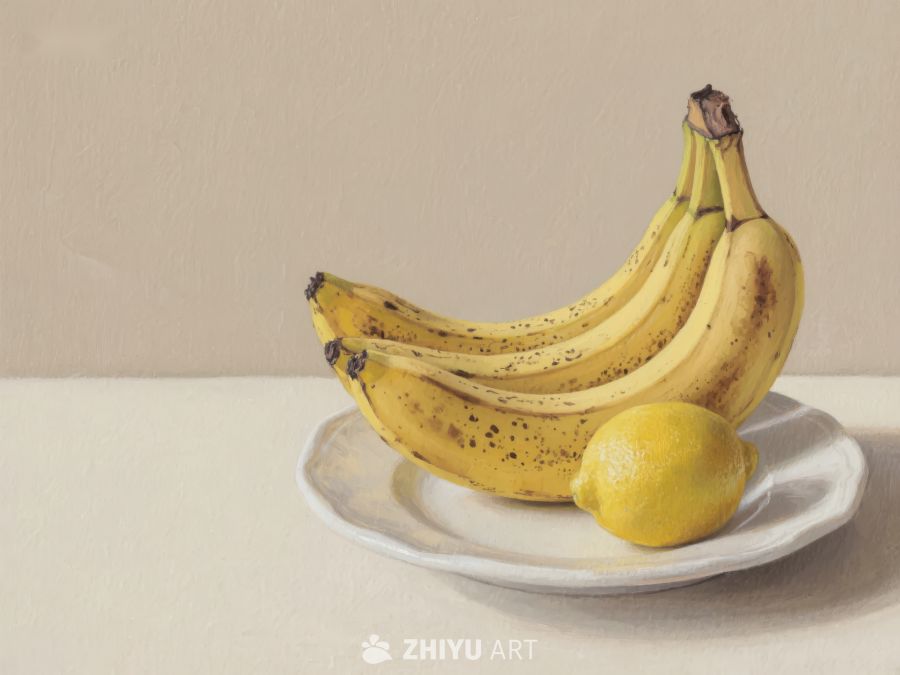 香蕉与柠檬的静物画 488