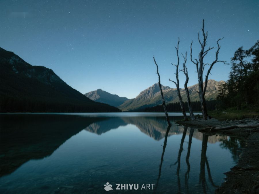 夜幕下的静谧湖畔 442