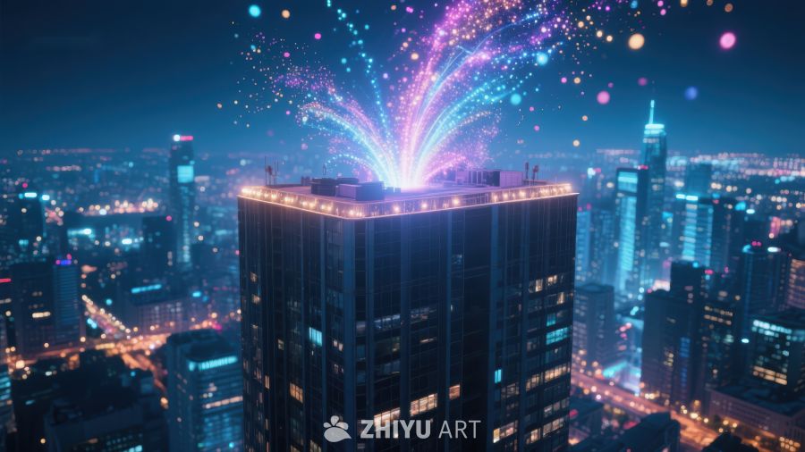 城市夜景烟花绽放 35