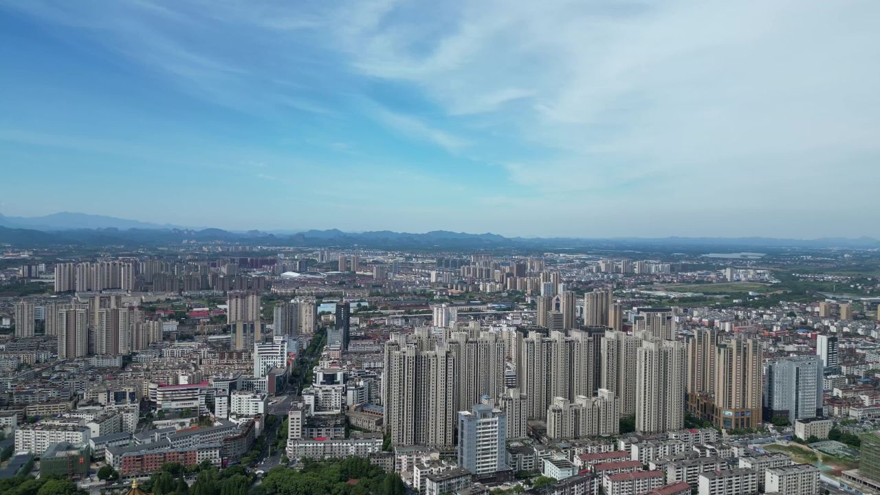 航拍鹰潭大景鹰潭城市天际线
