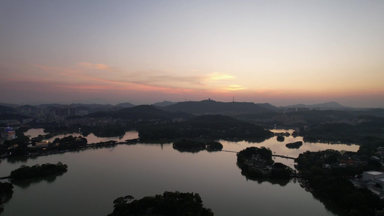广东惠州西湖5A景区日落晚霞夕阳航拍 
