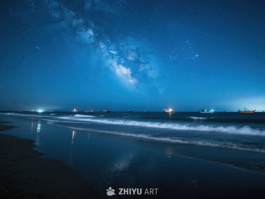 夜空下的海滩与星河 334