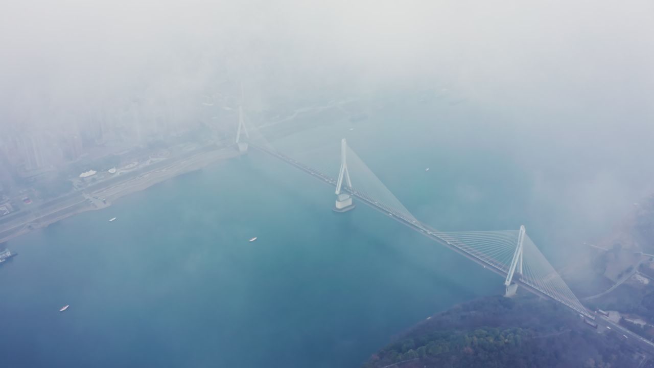 湖北宜昌夷陵长江大桥航拍