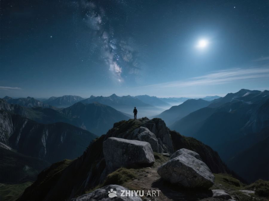 夜空下的山巅孤影 379