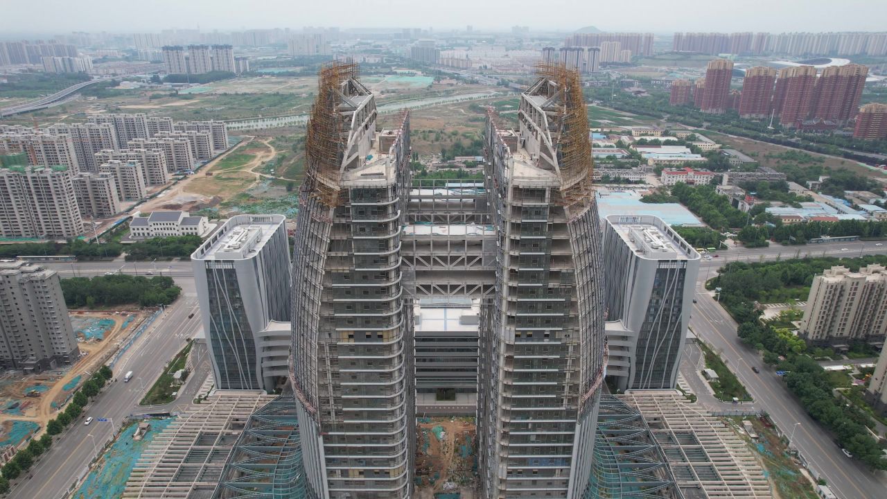 山东泰安城市风光航拍 