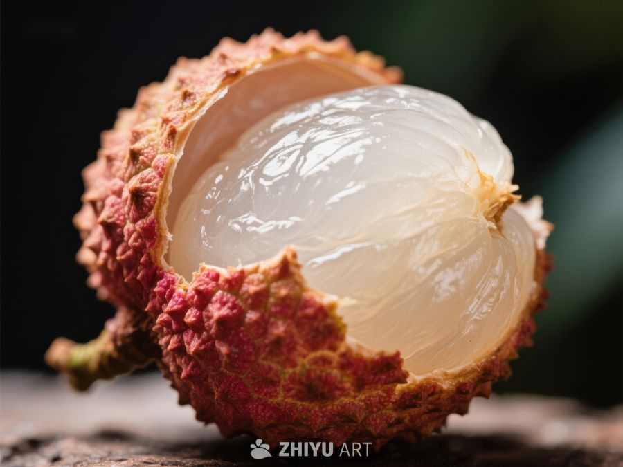 新鲜荔枝剖开展示果肉 665
