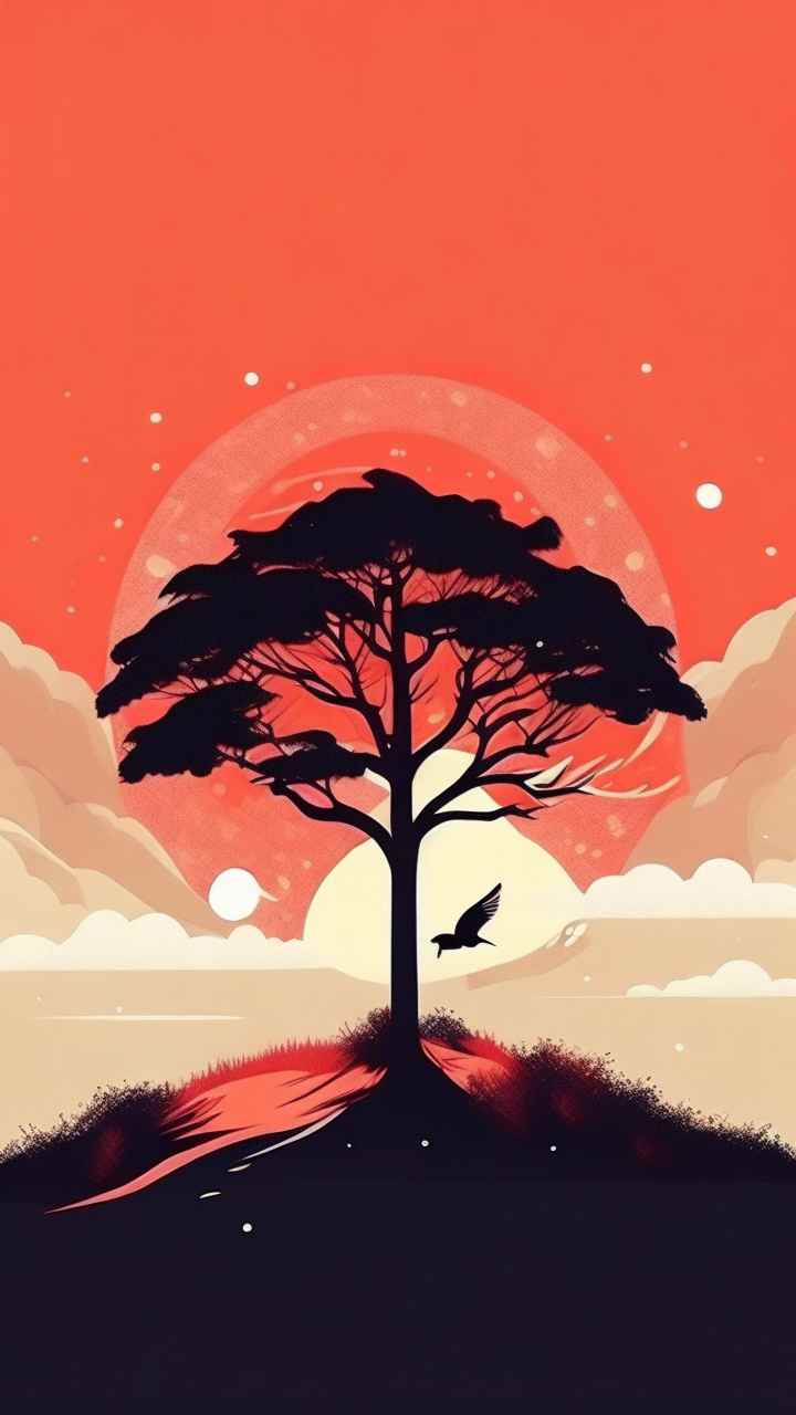 一幅画画着树极简主义 12